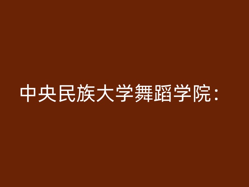 中央民族大学舞蹈学院：