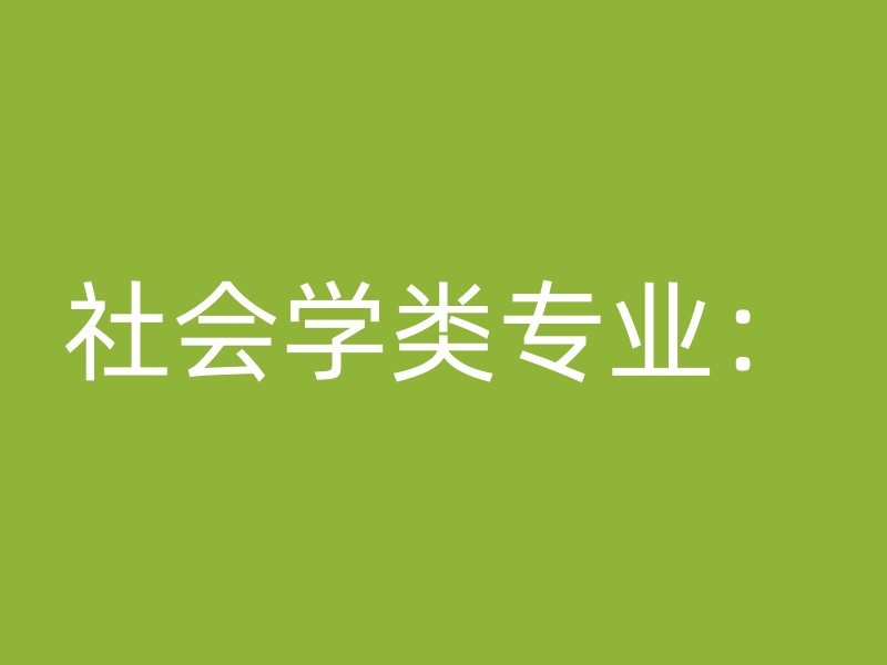 社会学类专业：