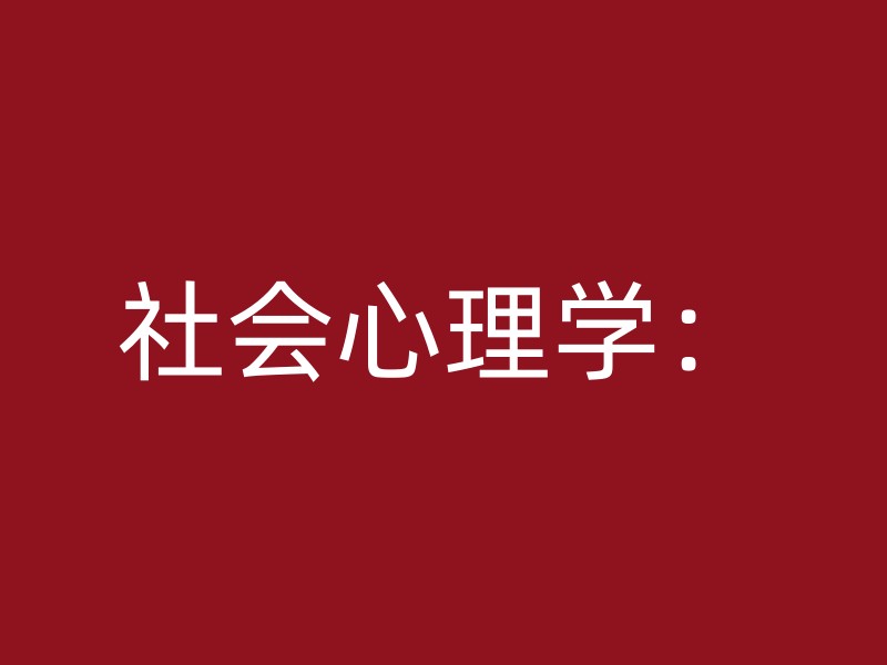 社会心理学：