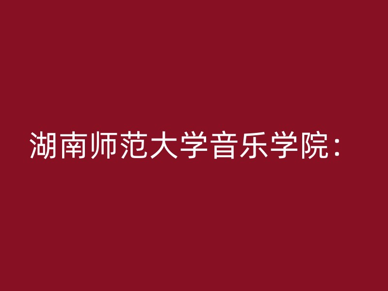 湖南师范大学音乐学院：