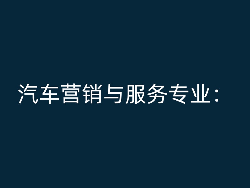 汽车营销与服务专业：