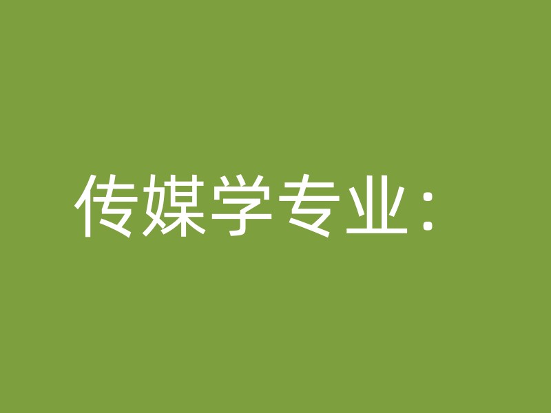 传媒学专业：