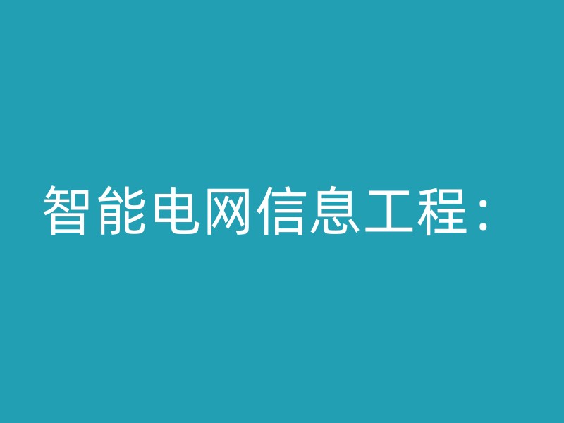 智能电网信息工程：