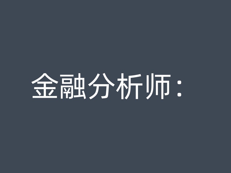 金融分析师：