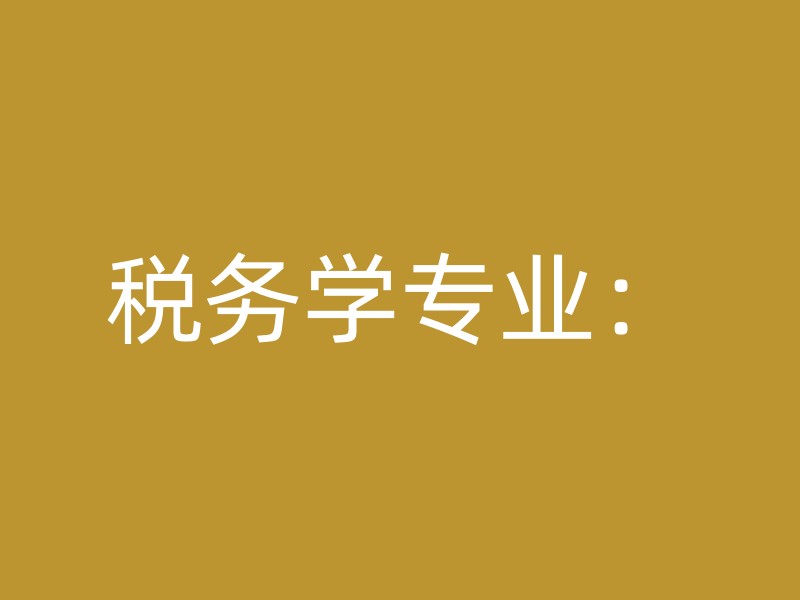 税务学专业：