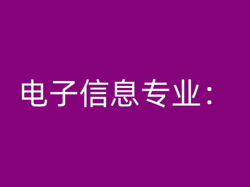 电子信息专业：