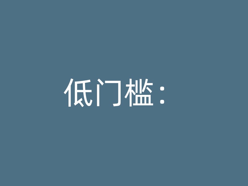 低门槛：