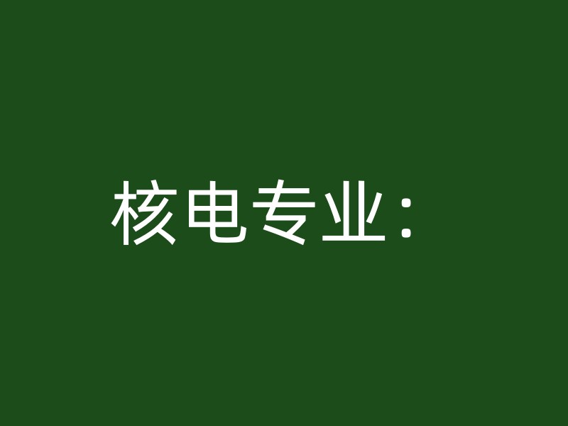 核电专业：