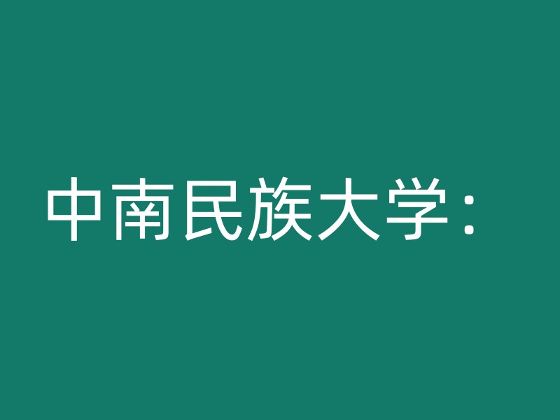 中南民族大学：