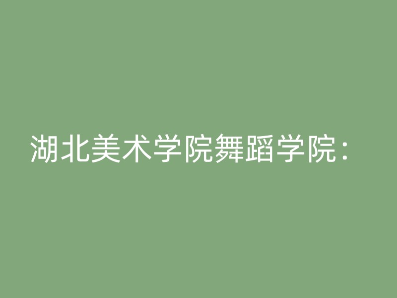 湖北美术学院舞蹈学院：