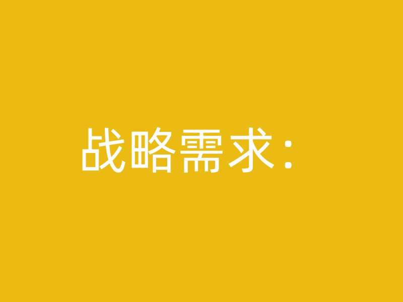 战略需求：