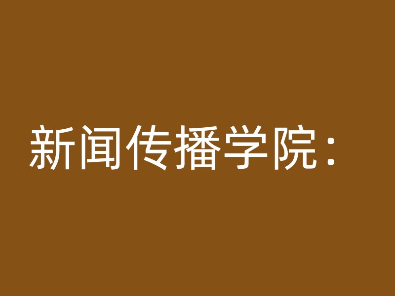 新闻传播学院：