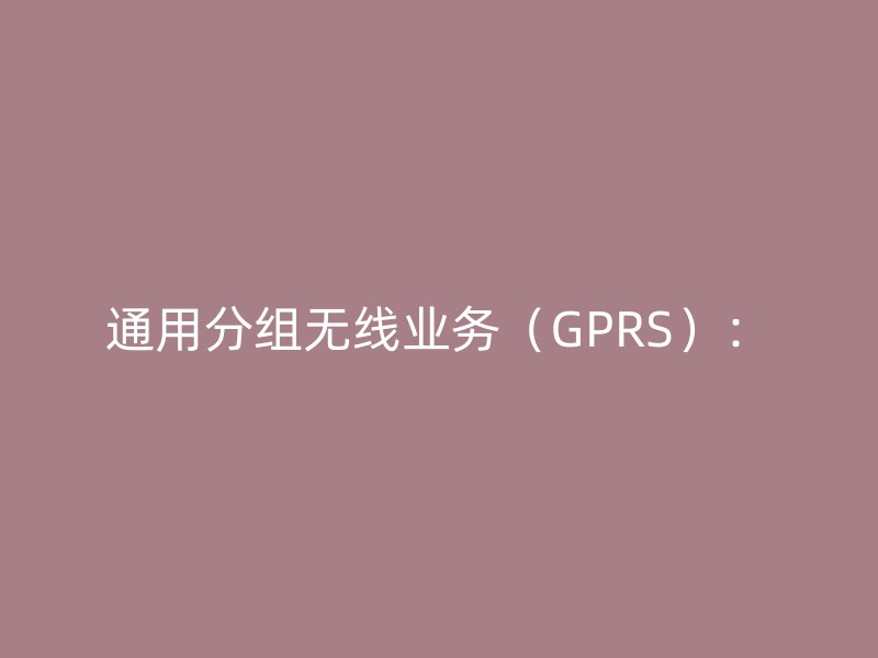 通用分组无线业务（GPRS）：