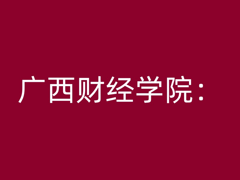 广西财经学院：