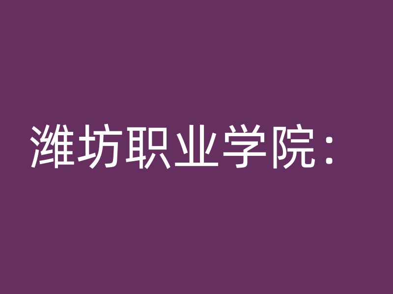 潍坊职业学院：