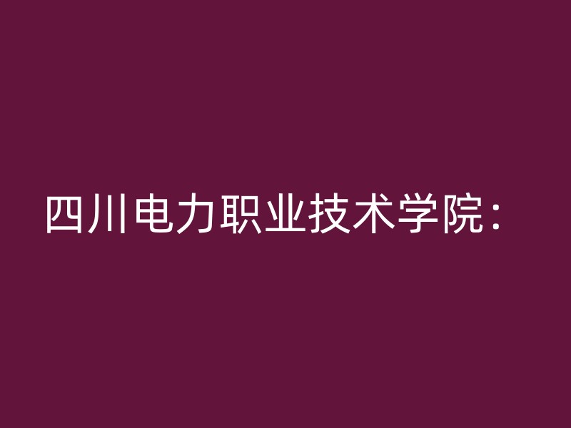 四川电力职业技术学院：