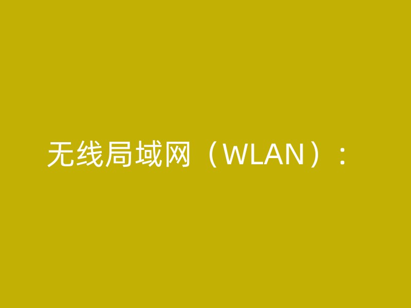 无线局域网（WLAN）：