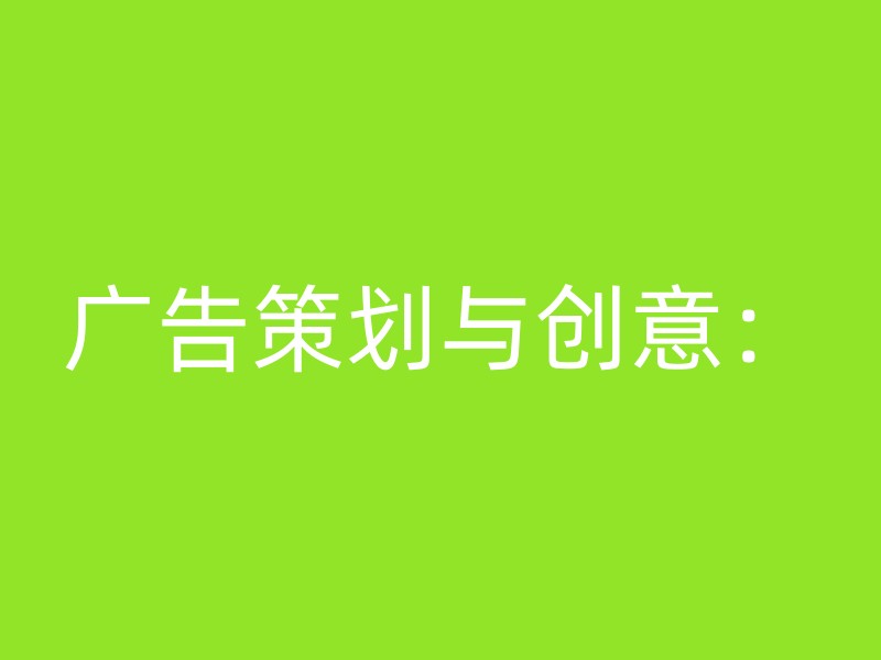 广告策划与创意：