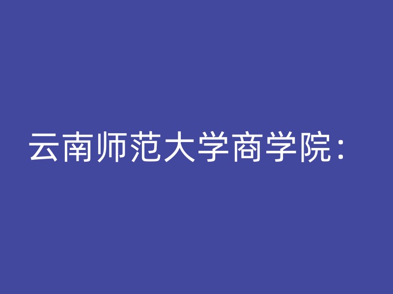 云南师范大学商学院：