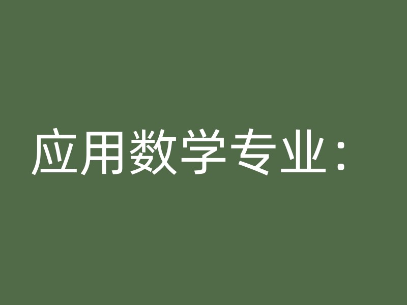 应用数学专业：