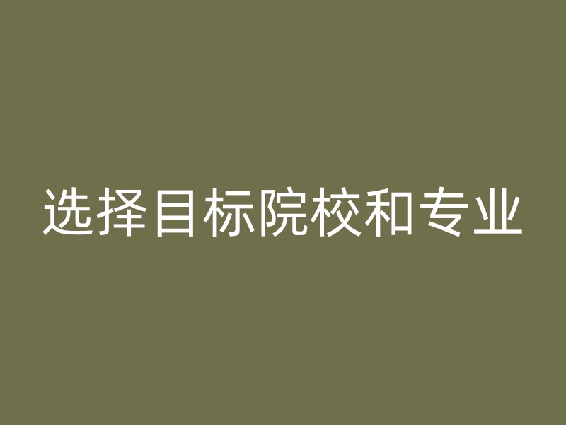 选择目标院校和专业