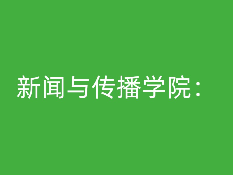 新闻与传播学院：