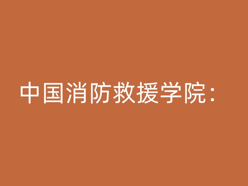 中国消防救援学院：