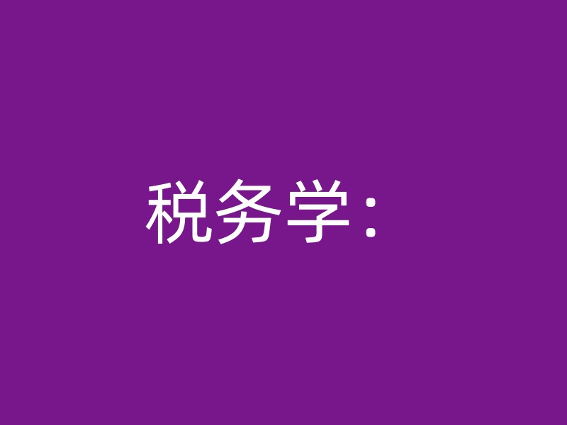 税务学：