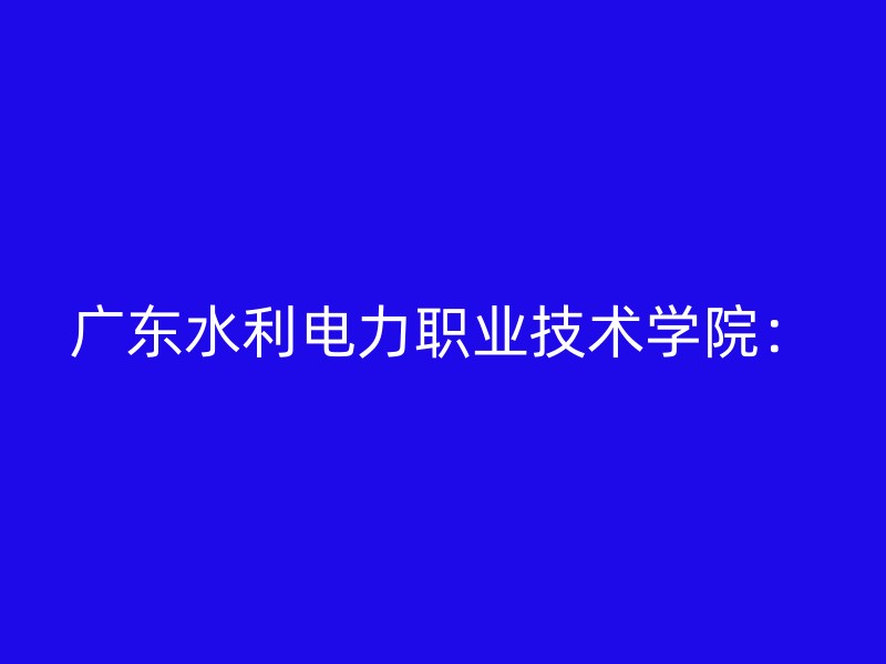 广东水利电力职业技术学院：