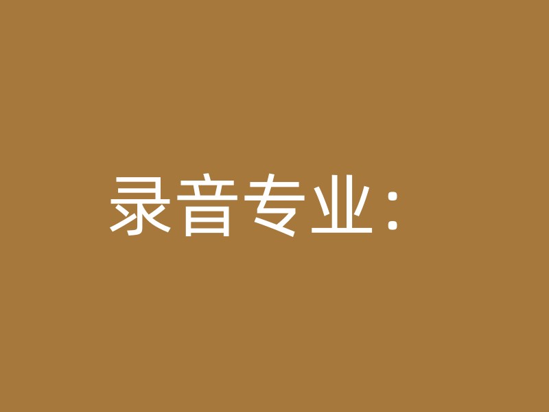 录音专业：