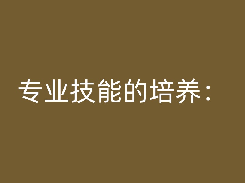 专业技能的培养：