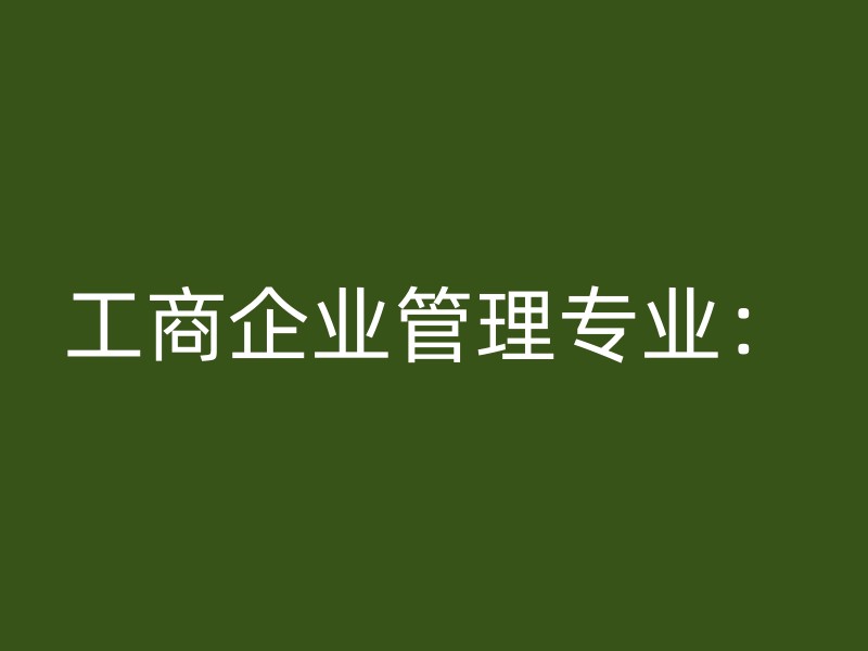 工商企业管理专业：