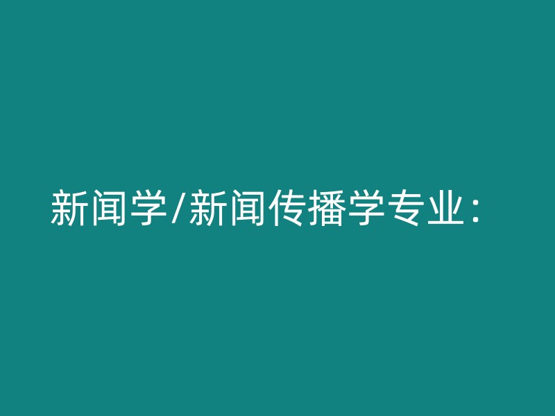 新闻学/新闻传播学专业：