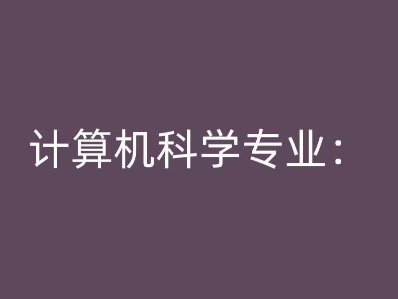 计算机科学专业：