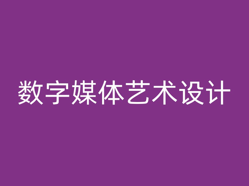 数字媒体艺术设计