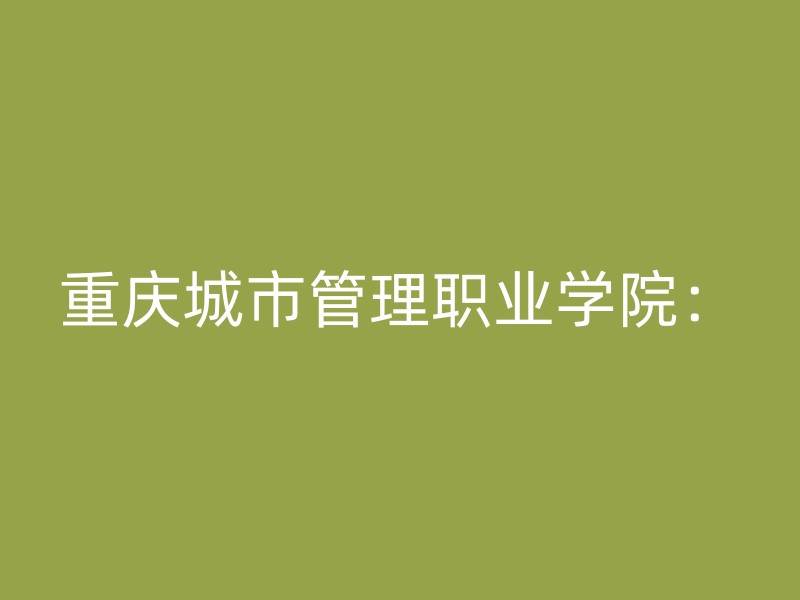 重庆城市管理职业学院：