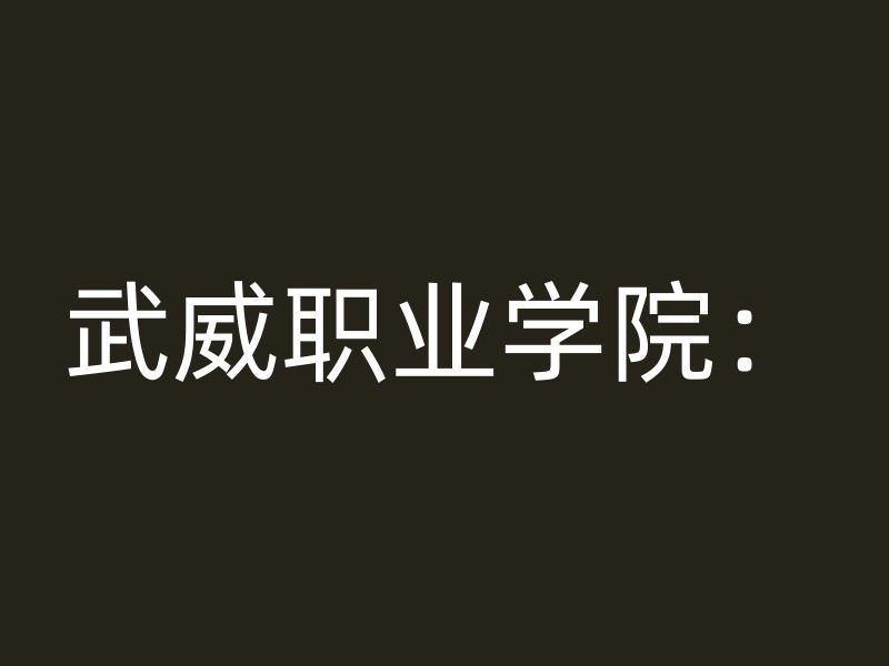 武威职业学院：