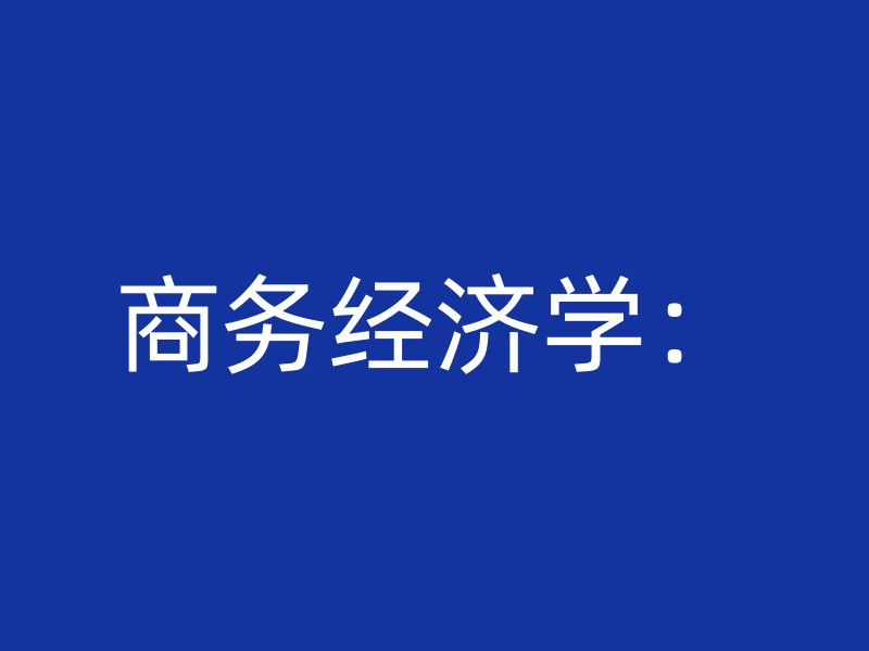 商务经济学：