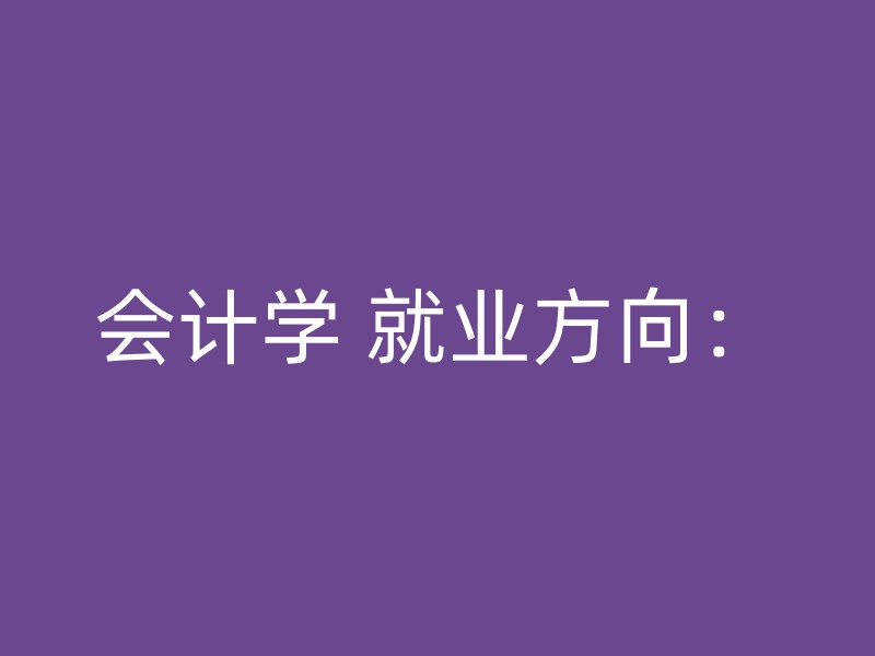 会计学 就业方向：