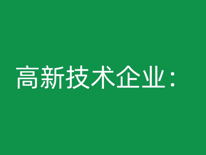 高新技术企业：