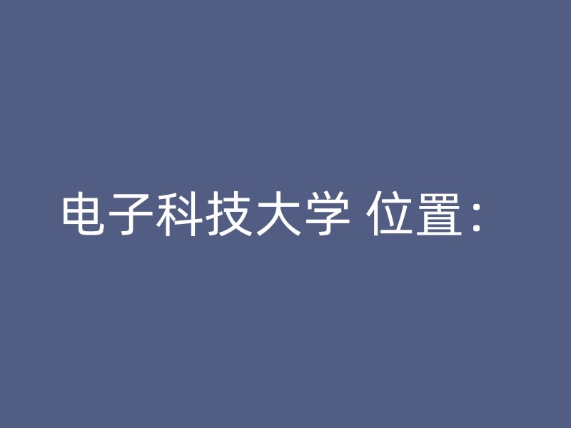 电子科技大学 位置：