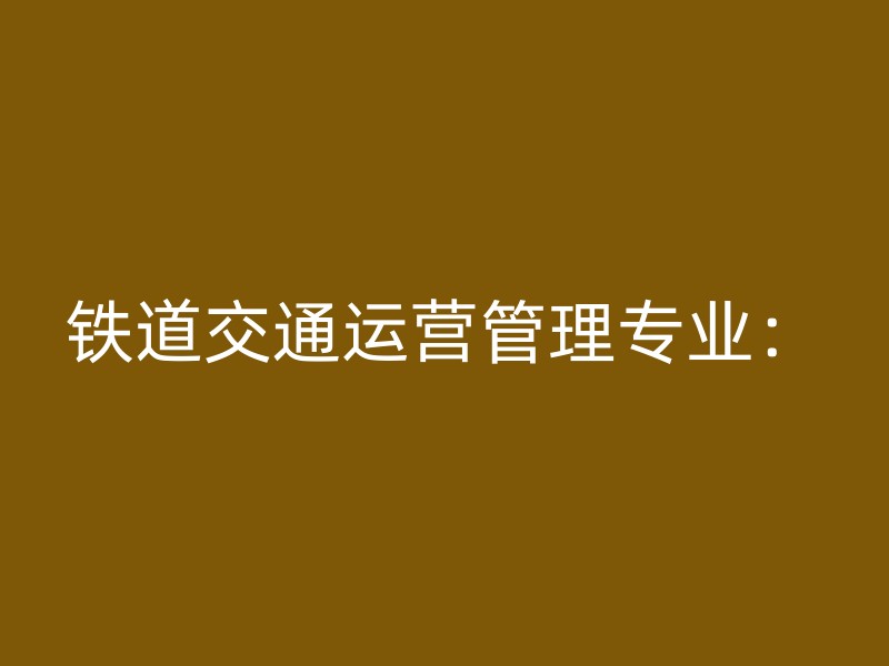 铁道交通运营管理专业：