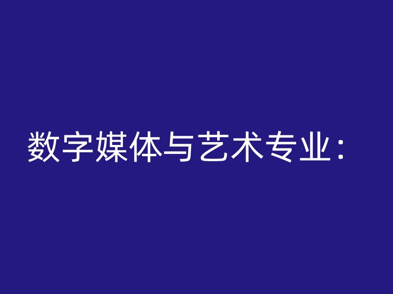 数字媒体与艺术专业：