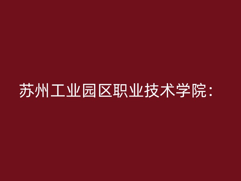 苏州工业园区职业技术学院：