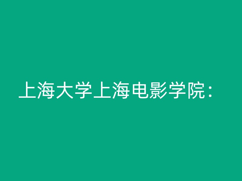 上海大学上海电影学院：