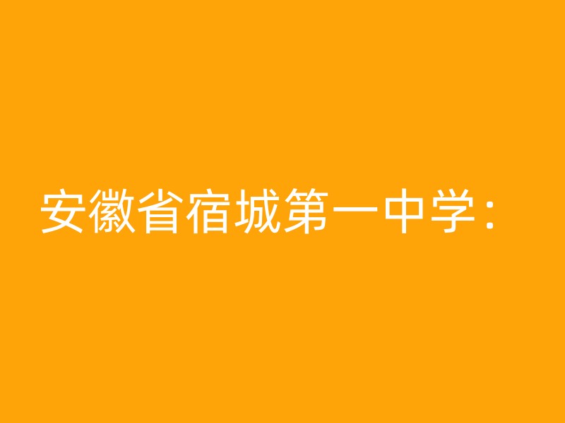 安徽省宿城第一中学：