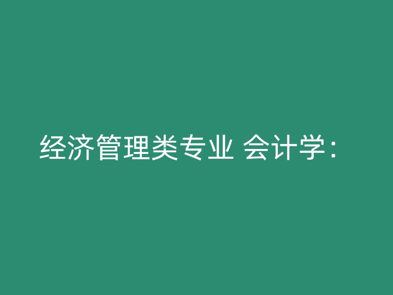 经济管理类专业 会计学：