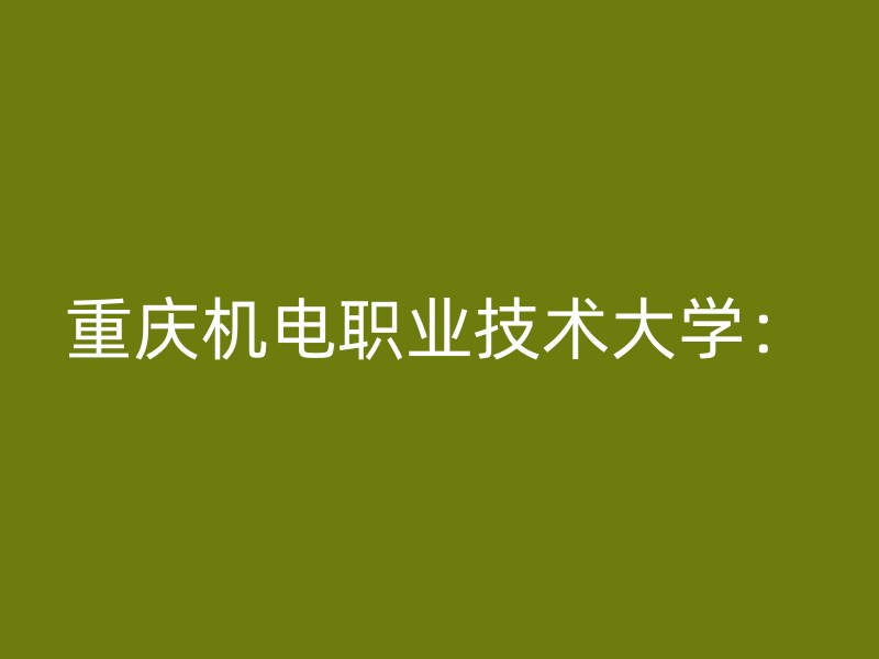 重庆机电职业技术大学：