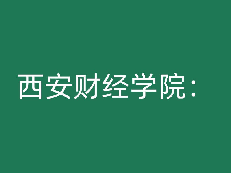 西安财经学院：