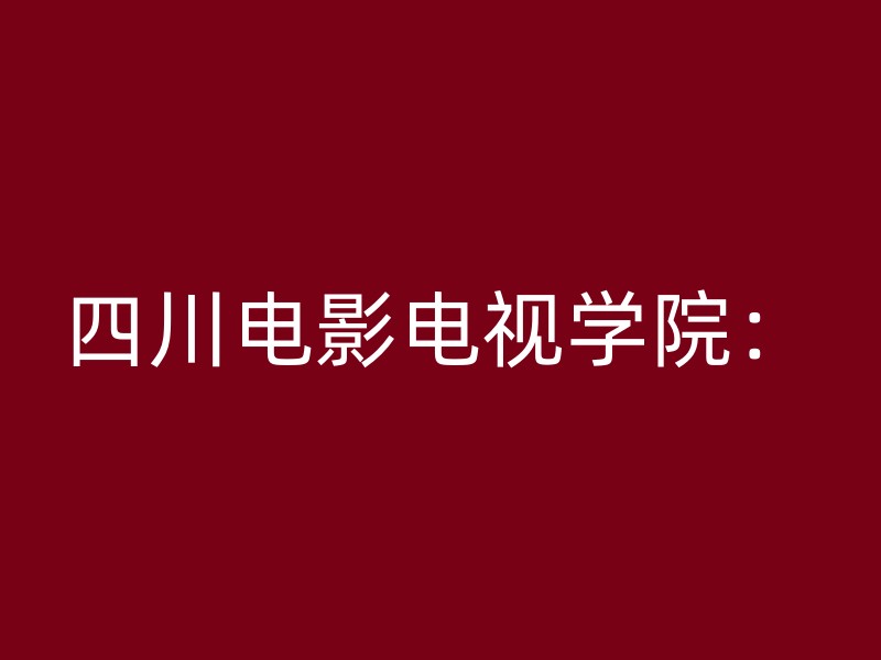 四川电影电视学院：